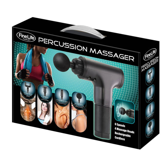 6 Speed Rechargeable Percussion Massager with 4 Attachments