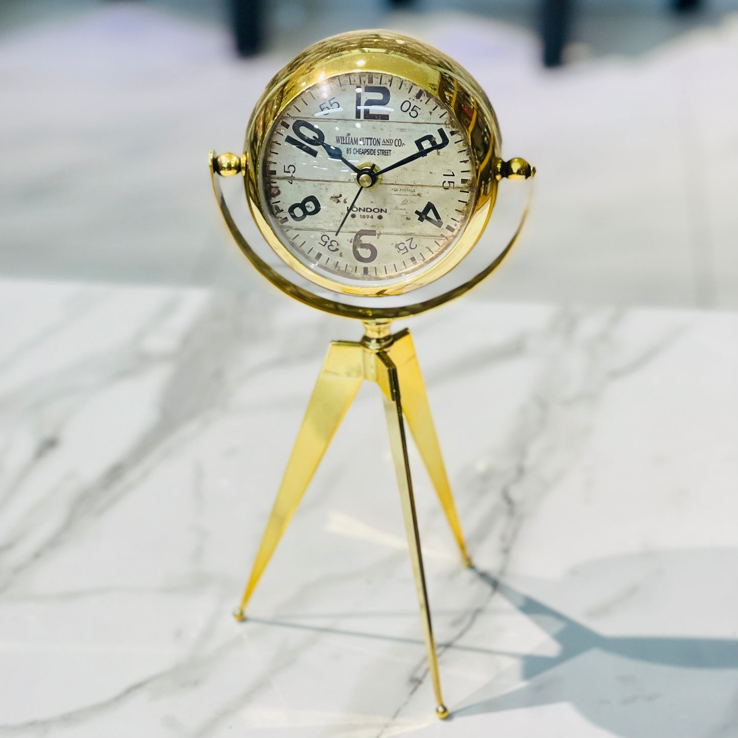 Golden Tripod Table Clock(Large)