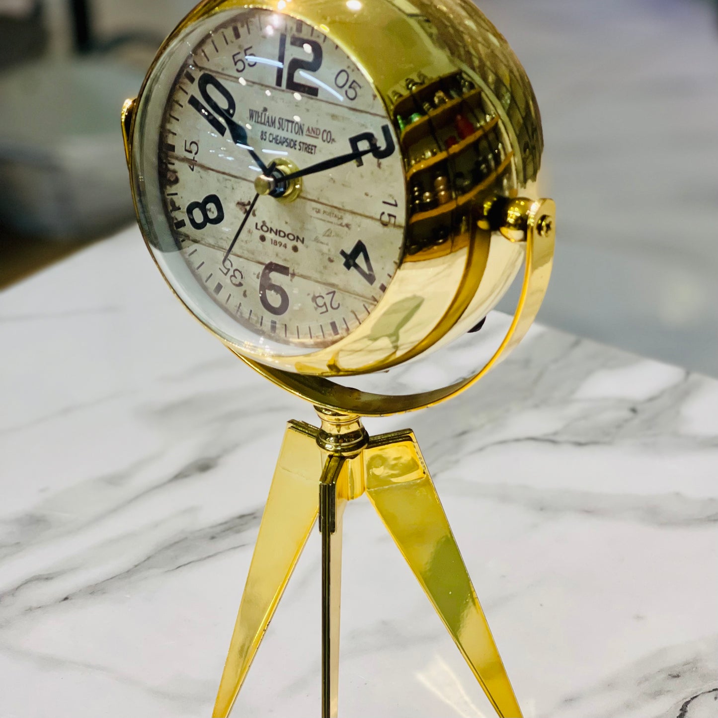 Golden Tripod Table Clock(Large)