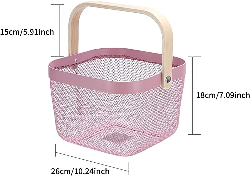 Wire mesh storage basket