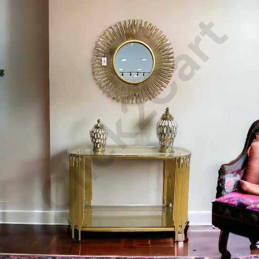 Console Table Double shelf With Glass Top