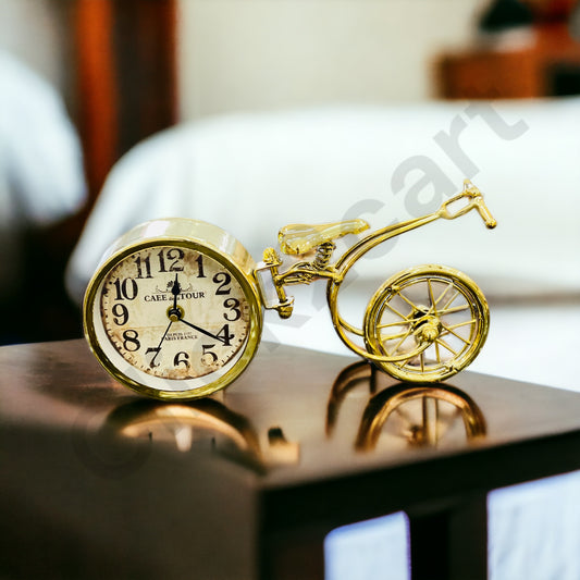 Classic Vintage Bicycle Golden Table Clock