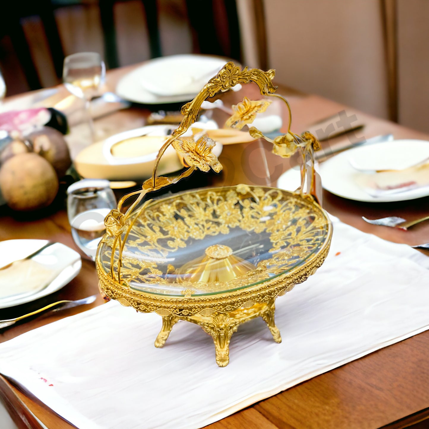 Golden Glass Dessert Tray