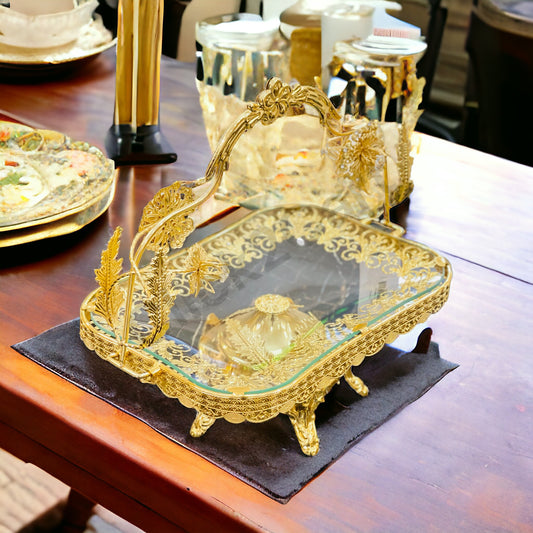 Golden Glass Dessert Tray