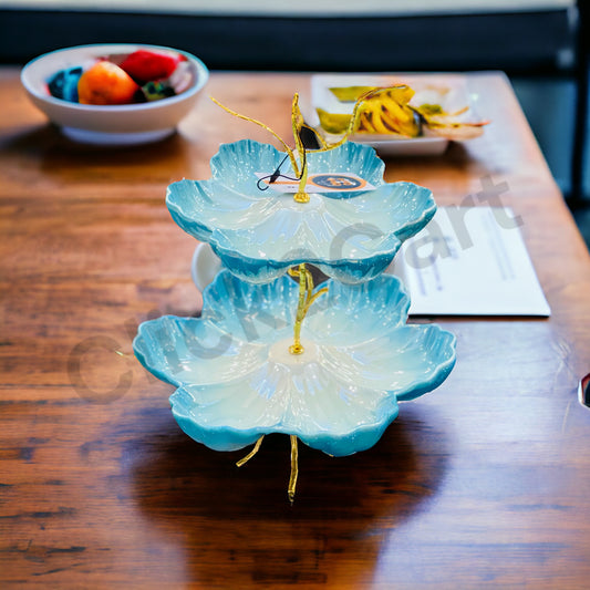 Ceramic Dessert 2 Tier Platter