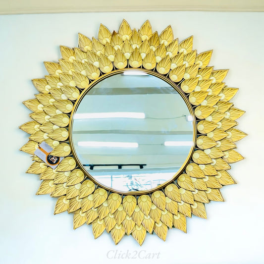 Metal Leaf Design Wall Mirror