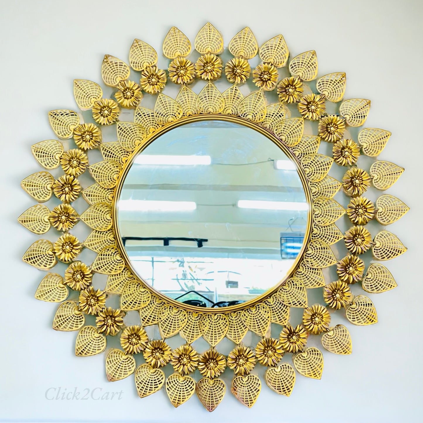 Metal Leaf Design Wall Mirror