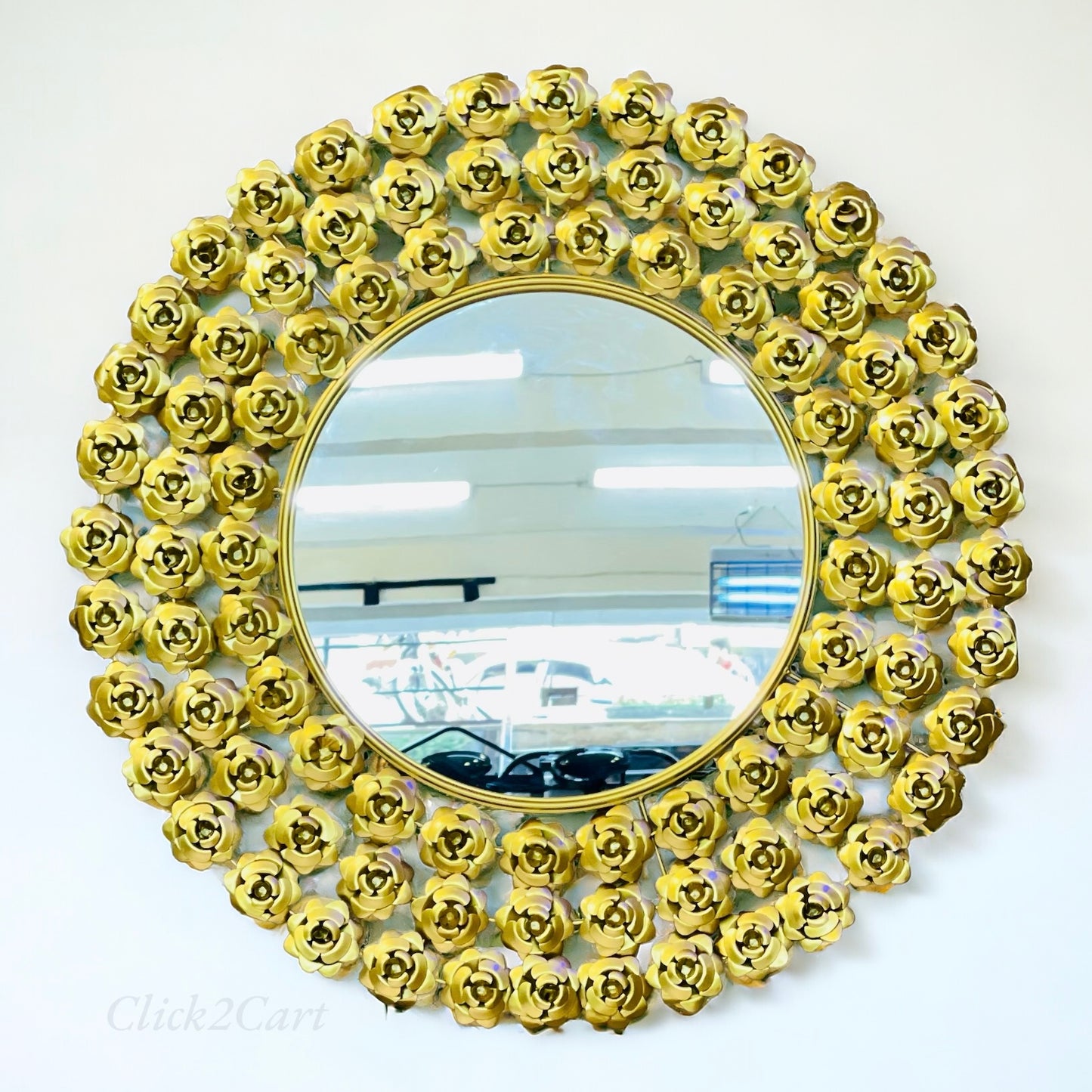 Metal Flower Design Wall Mirror