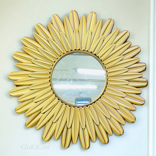 Metal Leaf Design Wall Mirror