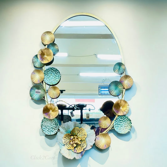 Metal Leaf Design Wall Mirror