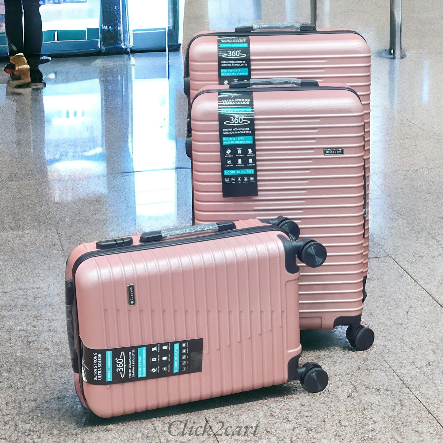 Luggage With 4 Spinner Wheels (Pink)