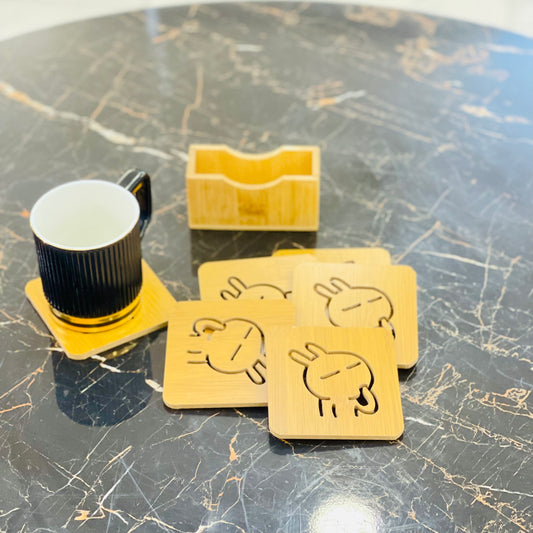 Tea Coaster Wooden Set of 6 Pcs Square