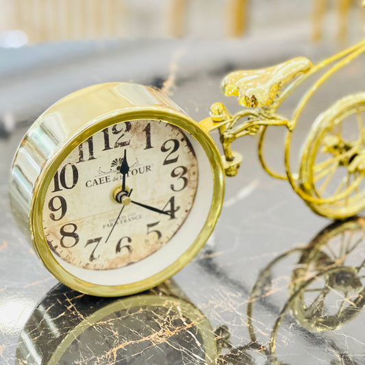 Classic Vintage Bicycle Golden Table Clock