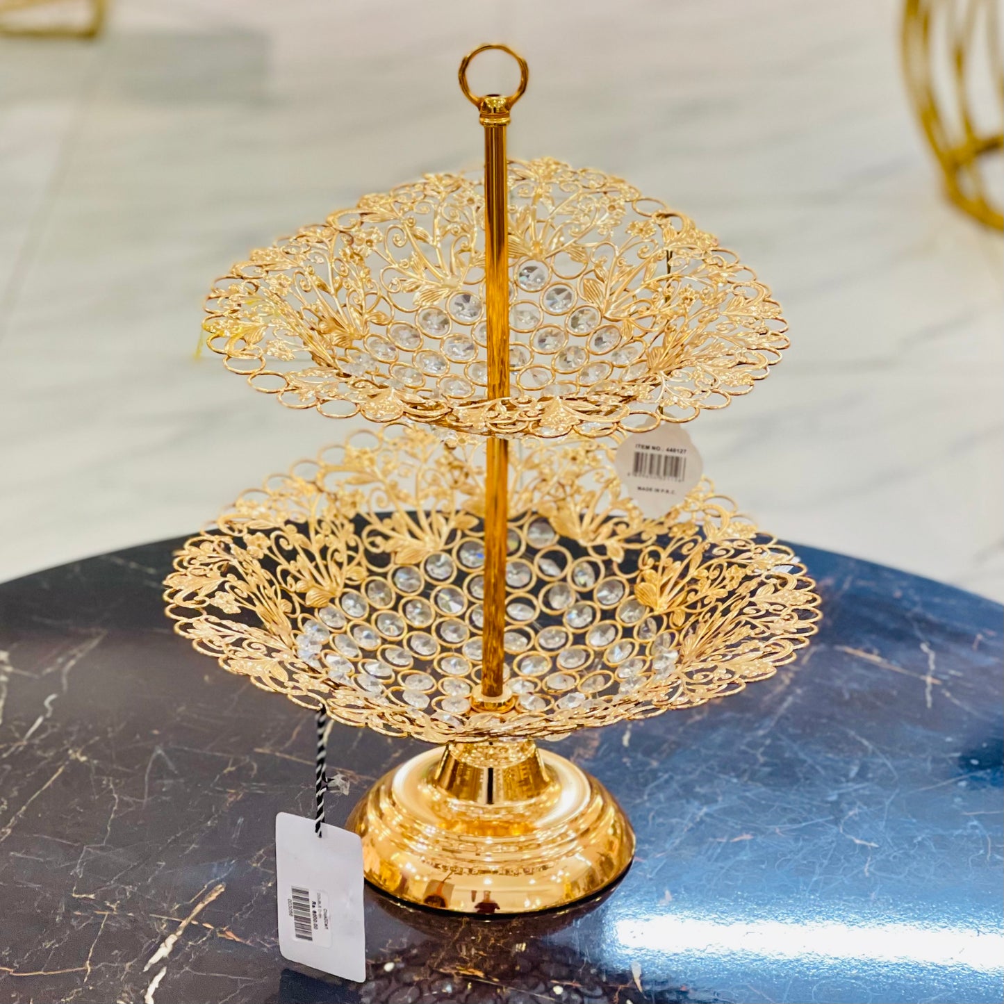 Metal Golden 2-Tier Platter