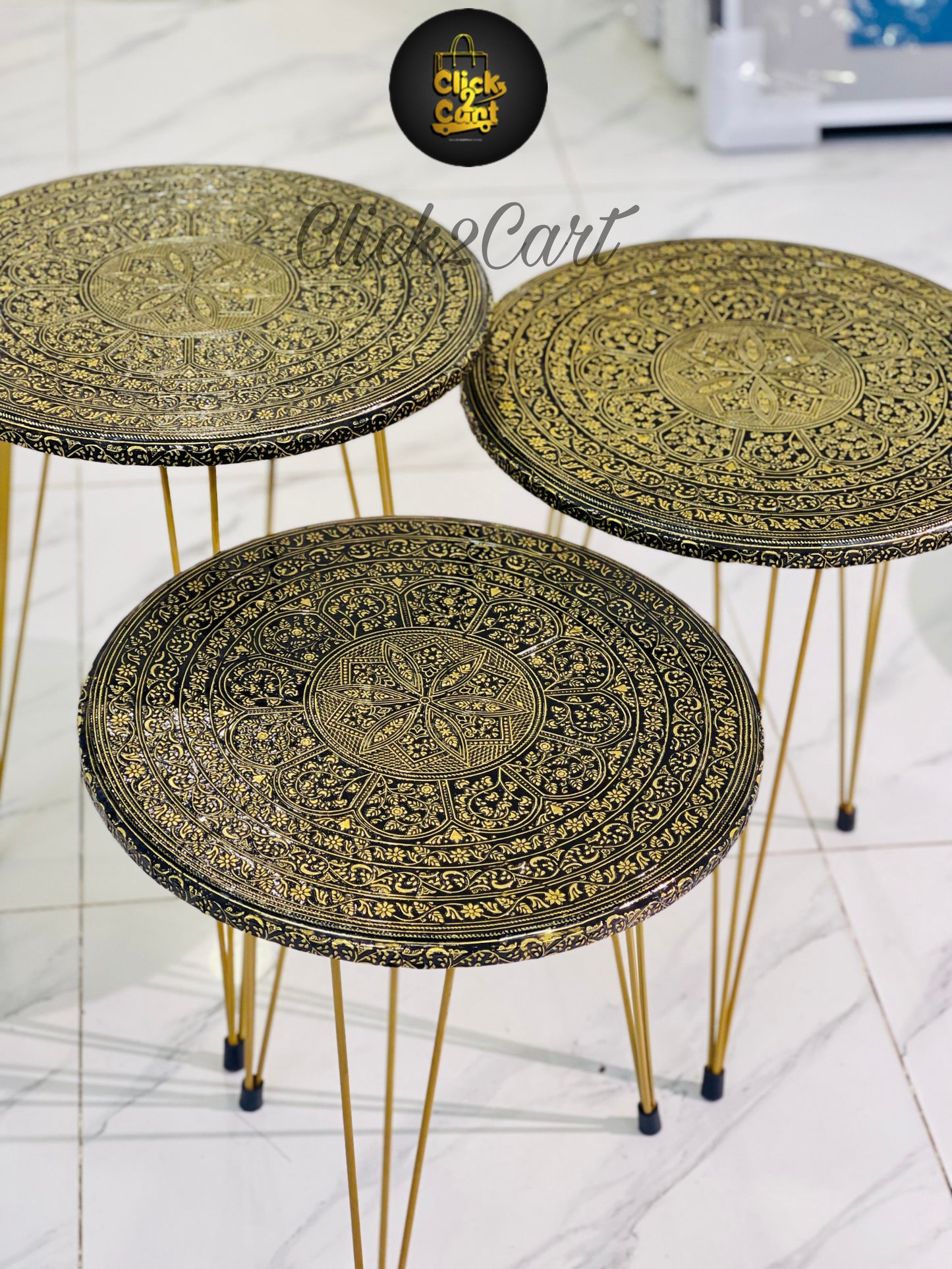 3 Pcs Nesting Table Set Textured