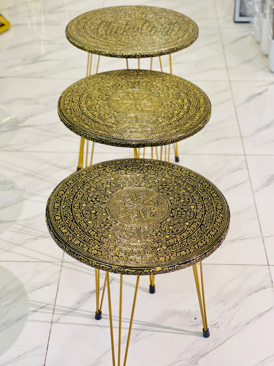 3 Pcs Nesting Table Set Textured