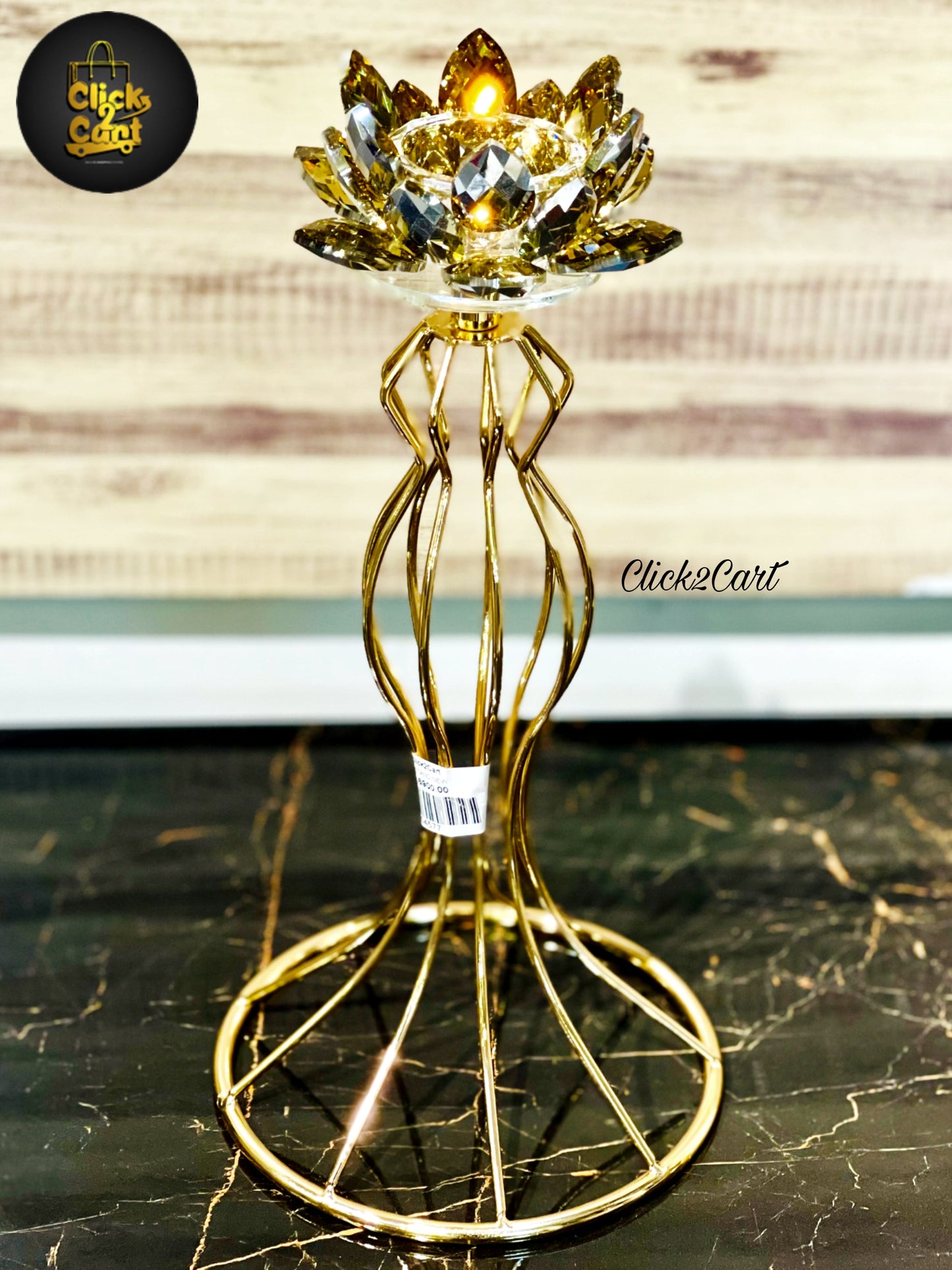 Crystal and Metal Candle Stand