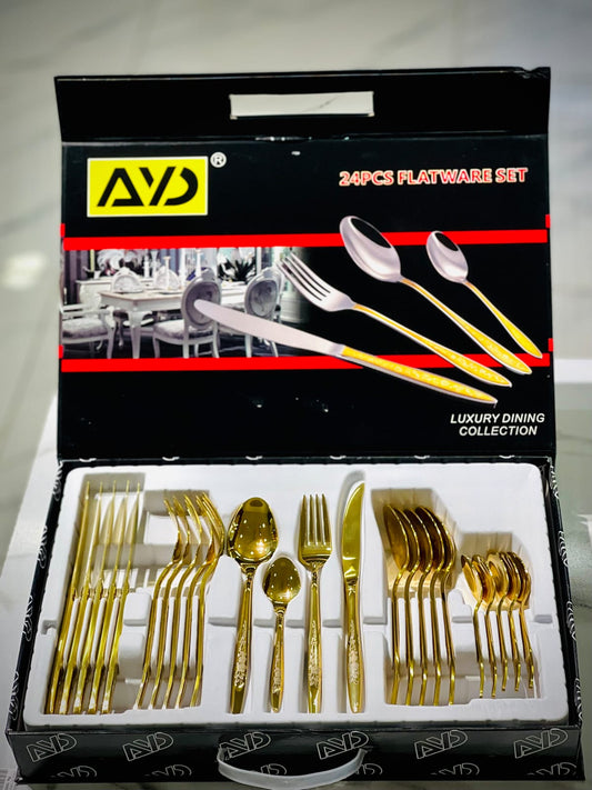 Ayd 24 Pcs Cutlery Set (For 6 Persons) Golden