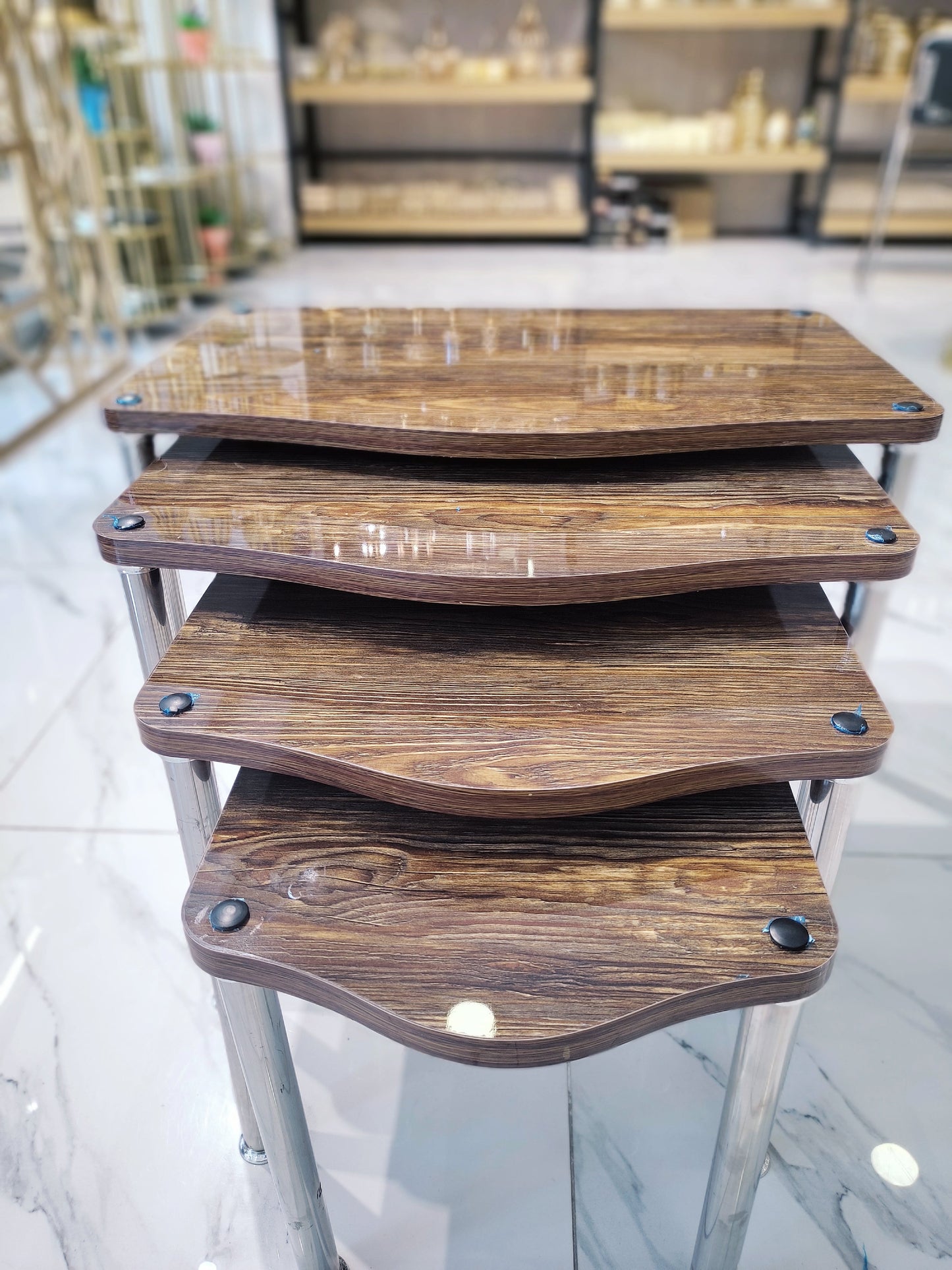 4 Pcs Wooden Top Table Set (brown)