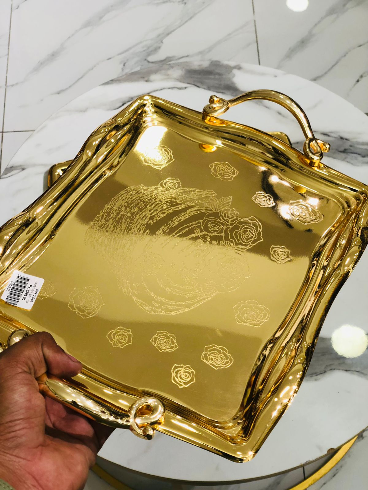 2pcs Golden Metal Tray Set