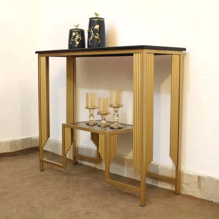 Modern 2-Tier Gold Console Table