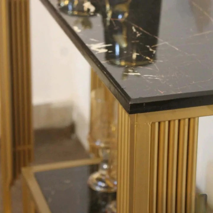 Modern 2-Tier Gold Console Table