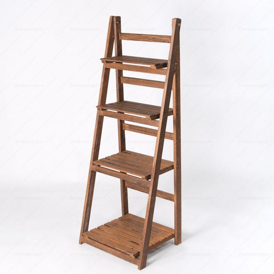 Wooden Folding Ladder Shelf (Brown)